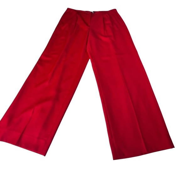 J.Crew Wool Tuxedo Wide-Leg Pleated Limited Edition Pants in Red Color Size 14 - Picture 8 of 16